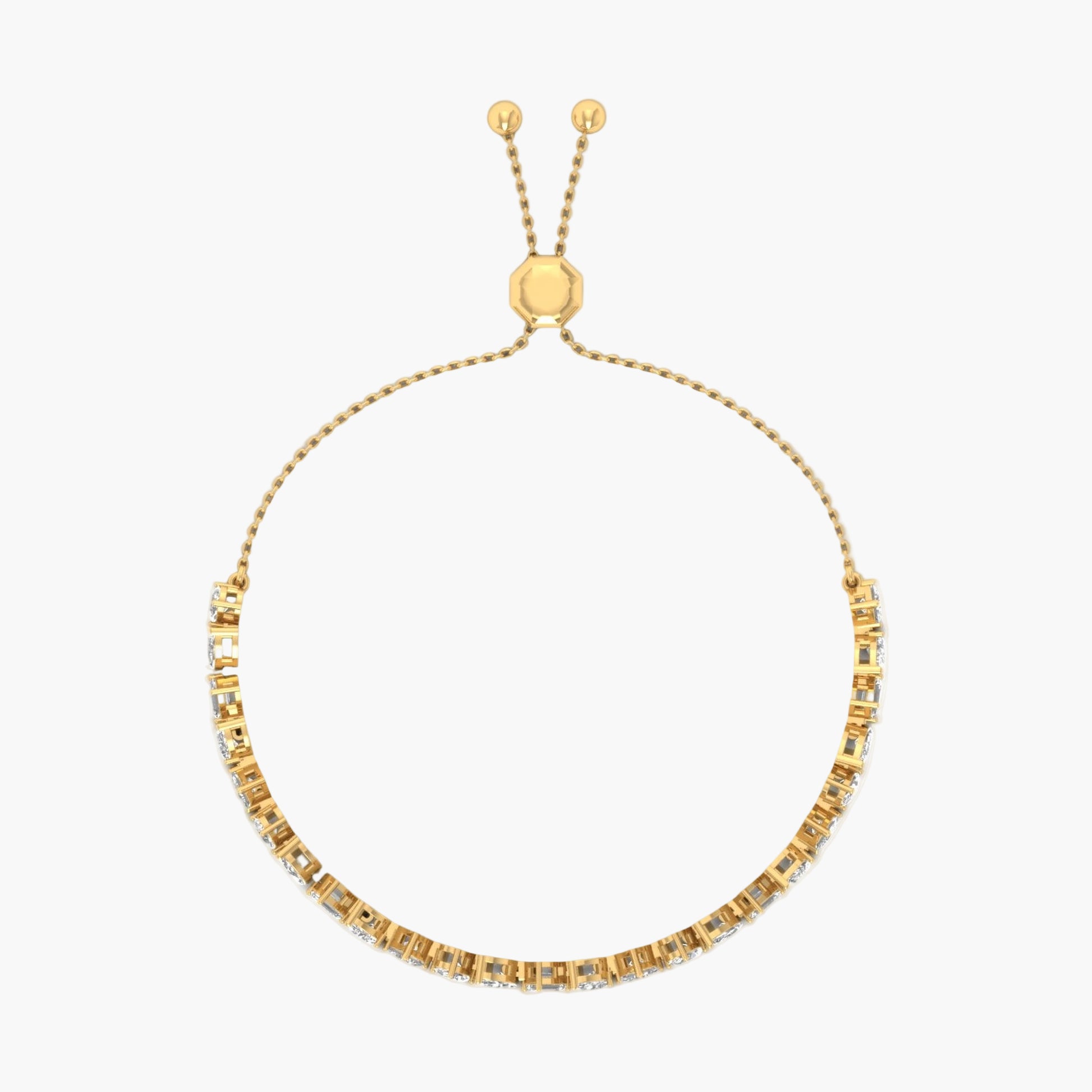 Gold beaded bracelet on a white background