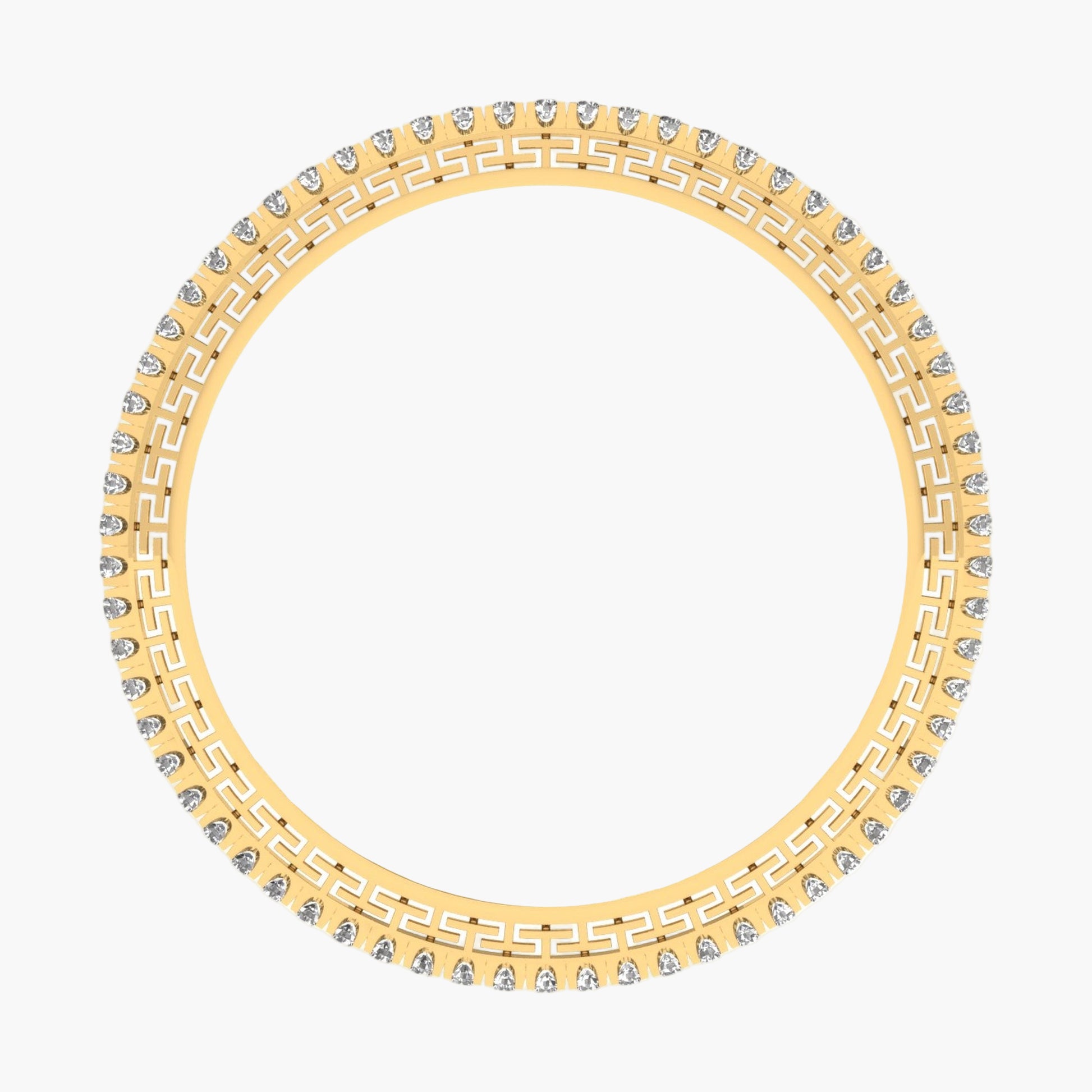 Gold ring with diamond accents on a white background