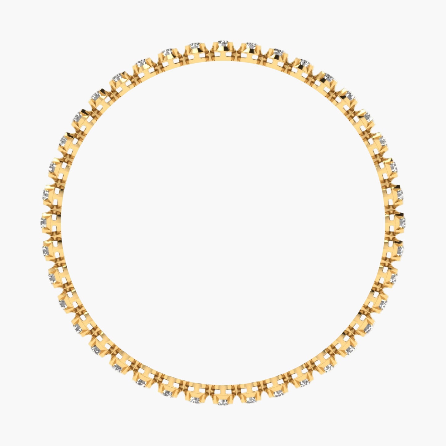 Gold necklace with small diamonds on a white background