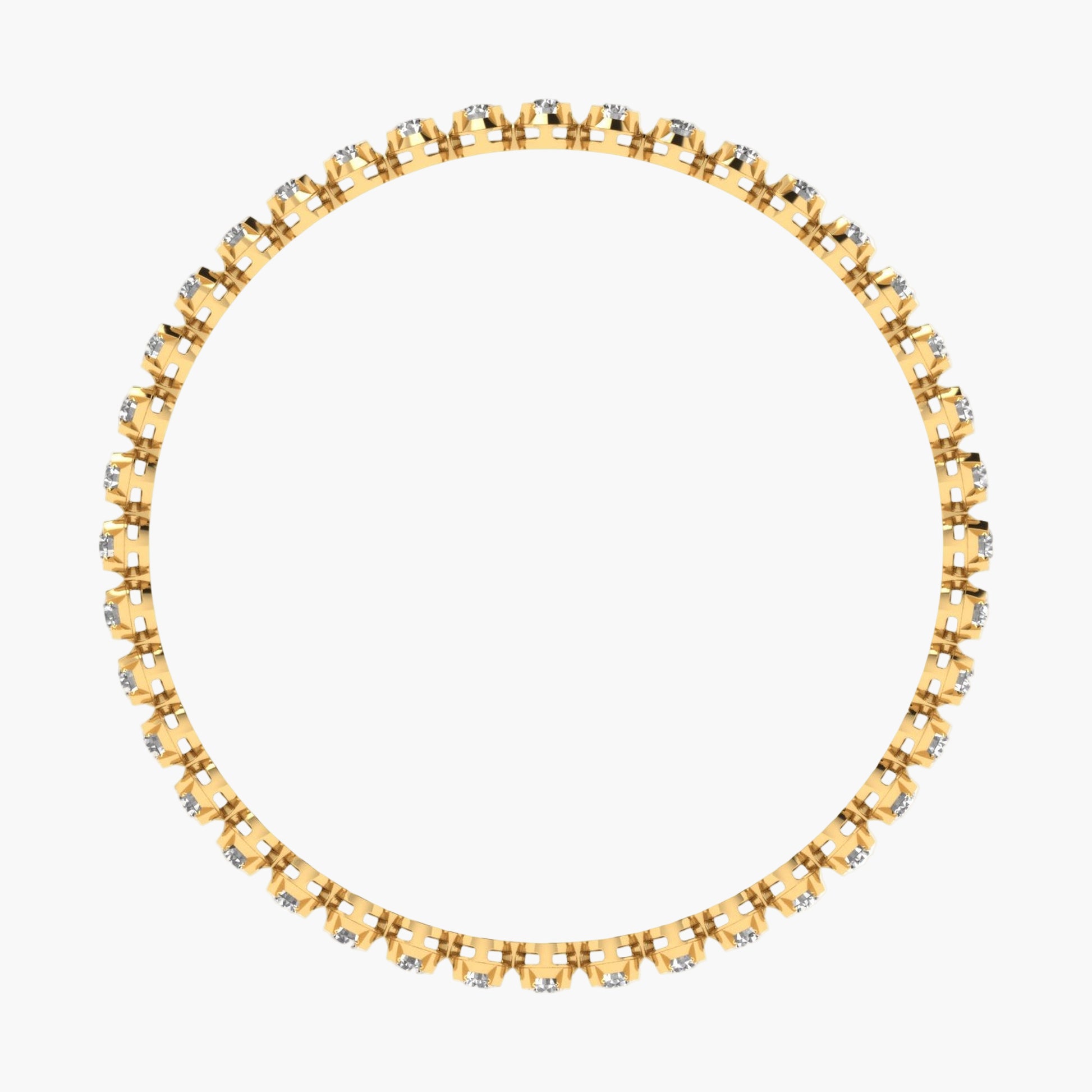 Gold necklace with small diamonds on a white background