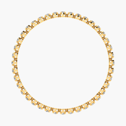 Gold necklace with small diamonds on a white background