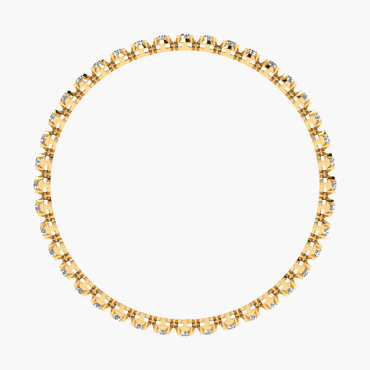 Gold necklace with small diamonds on a white background