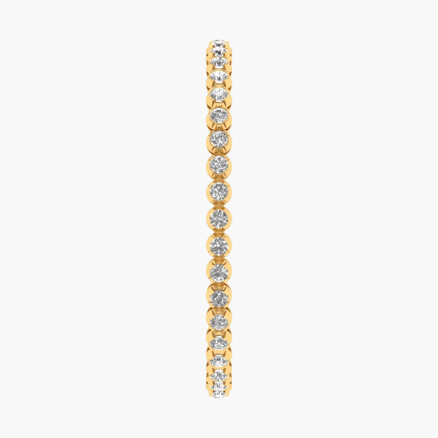 Gold bracelet with clear gemstones on a white background