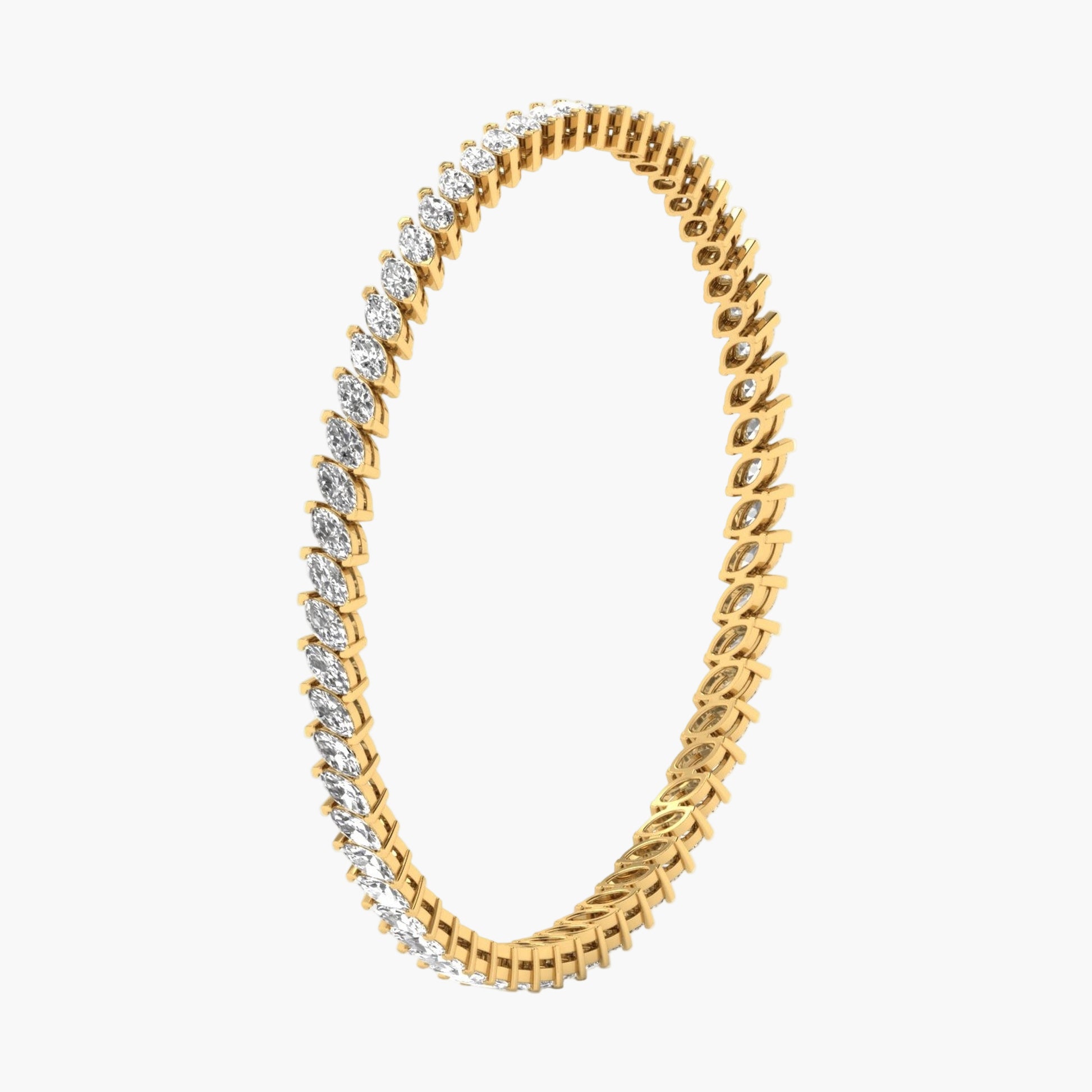 Gold bracelet with diamond accents on a white background