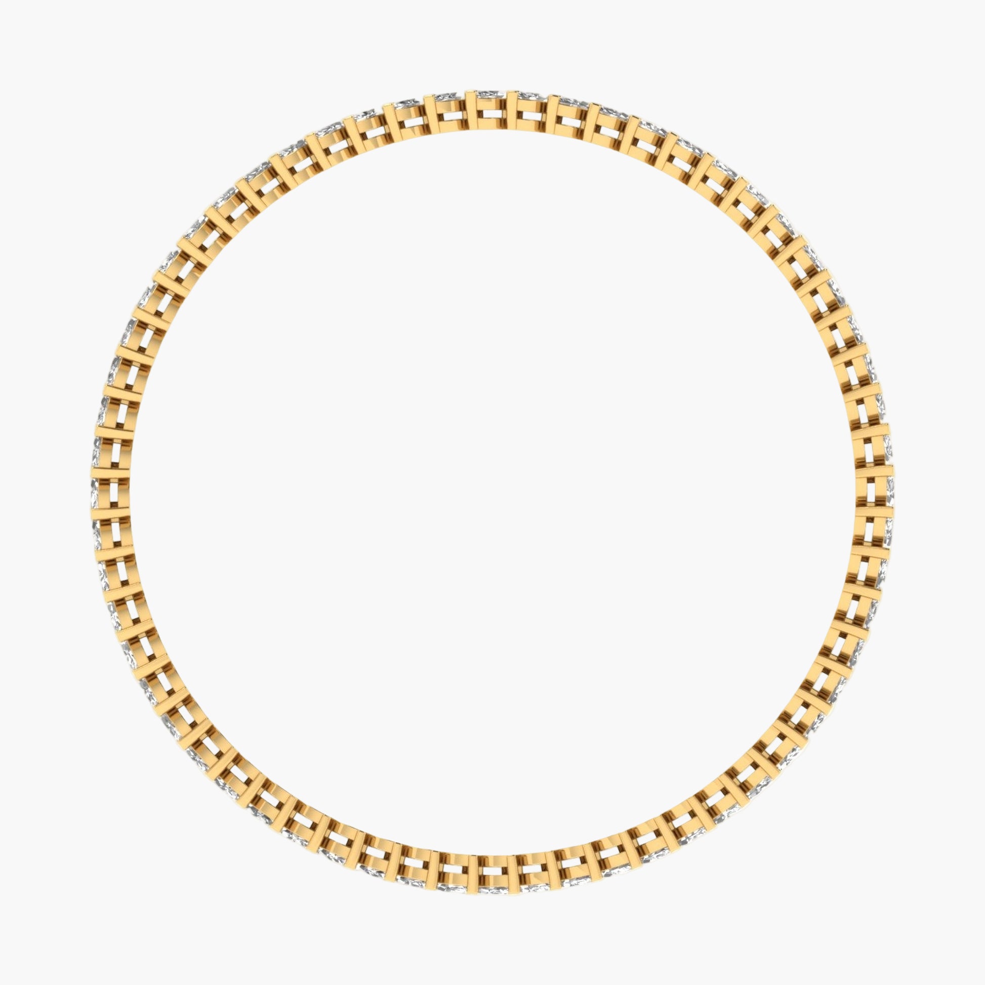 Gold bracelet with a checkered pattern on a white background