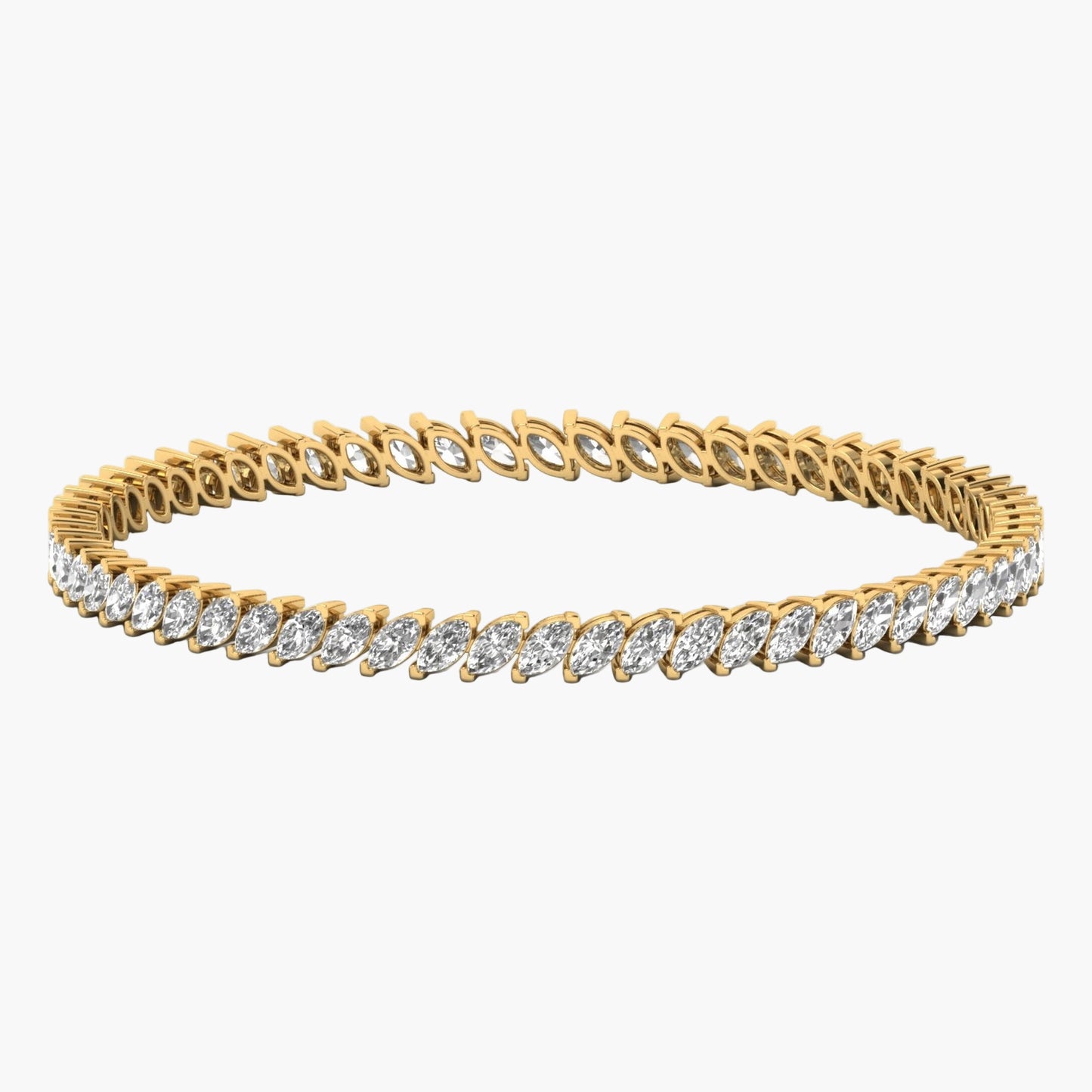 Gold bracelet with diamonds on a white background
