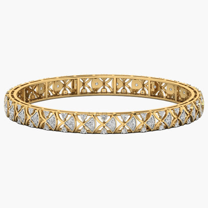Gold bracelet with diamond accents on a white background