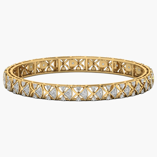 Gold bracelet with diamond accents on a white background