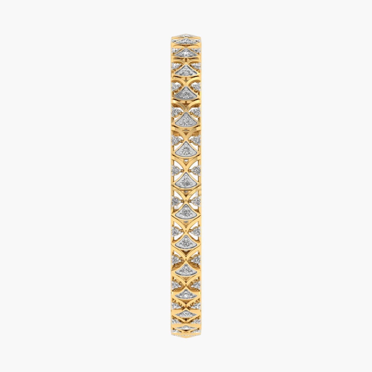 Gold bracelet with diamond accents on a white background