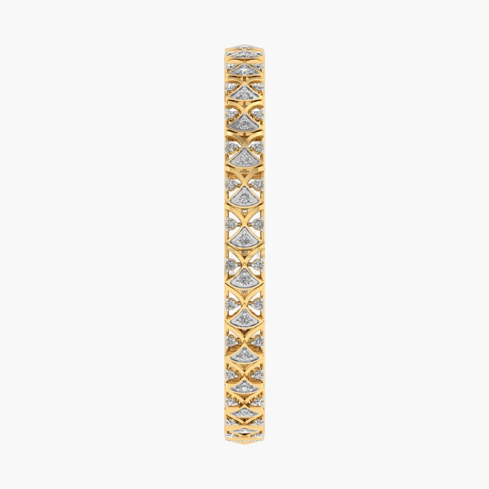 Gold bracelet with diamond accents on a white background