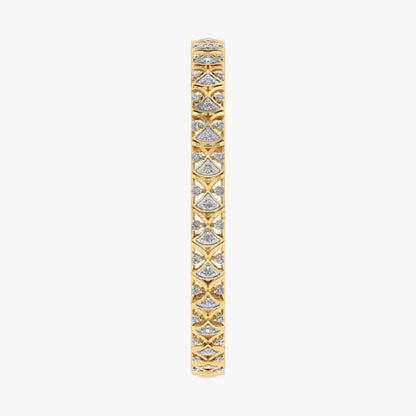 Gold bracelet with diamond accents on a white background
