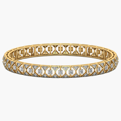 Gold bracelet with diamond accents on a white background