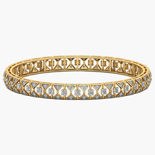 Gold bracelet with diamond accents on a white background