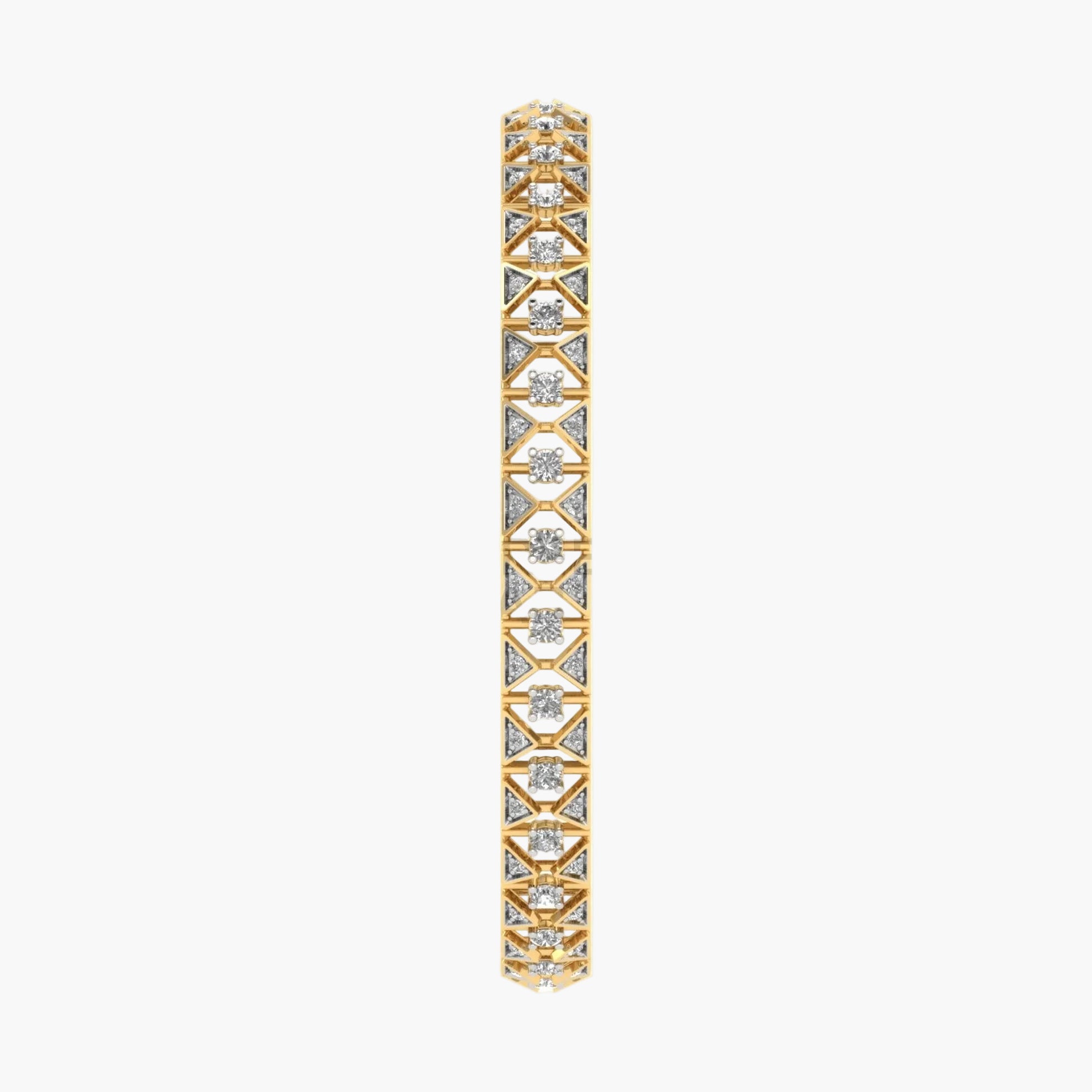 Gold and silver bracelet with diamond accents on a white background