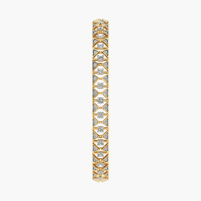 Gold and silver bracelet with diamond accents on a white background