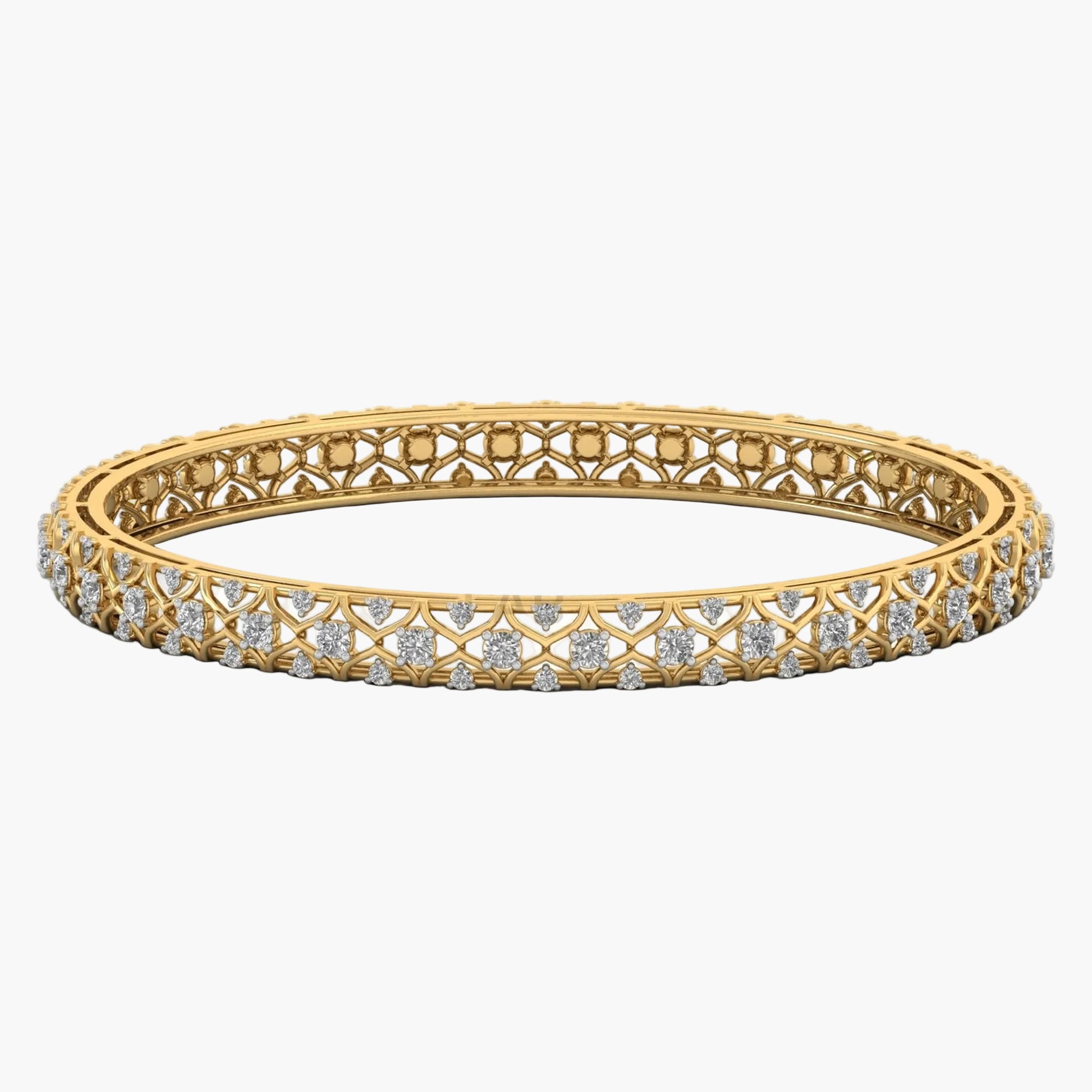 Gold bracelet with diamond accents on a white background