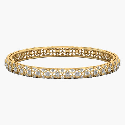 Gold bracelet with diamond accents on a white background