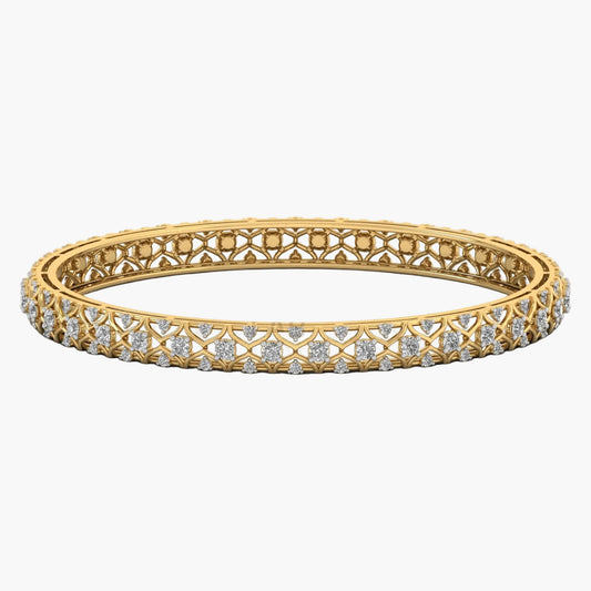 Gold bracelet with diamond accents on a white background