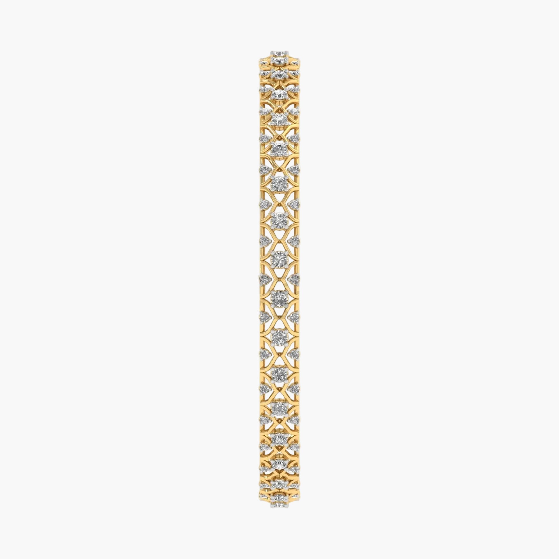 Gold bracelet with diamond accents on a white background