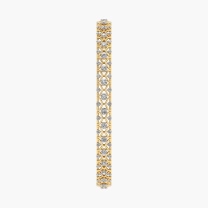 Gold bracelet with diamond accents on a white background