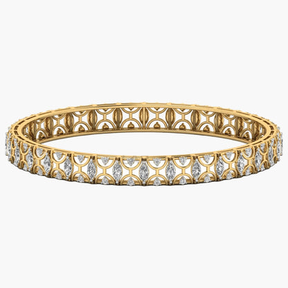 Gold bracelet with diamond accents on a white background