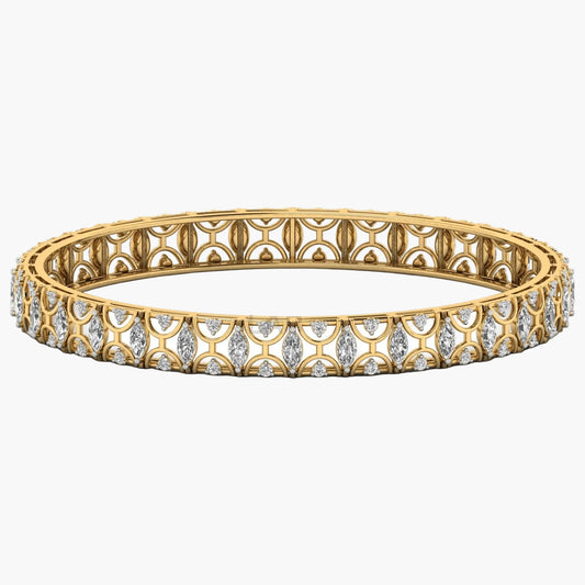 Gold bracelet with diamond accents on a white background