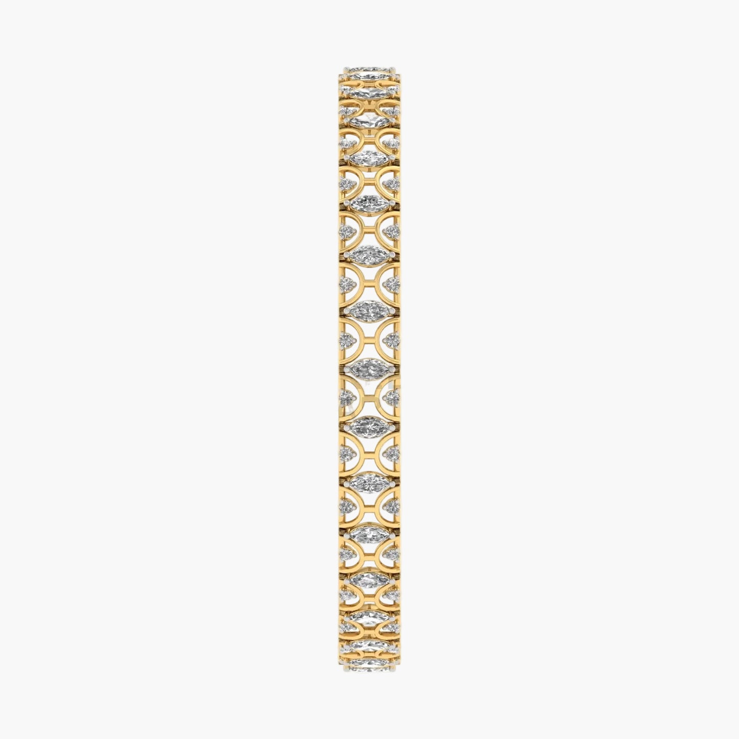Gold bracelet with diamond accents on a white background