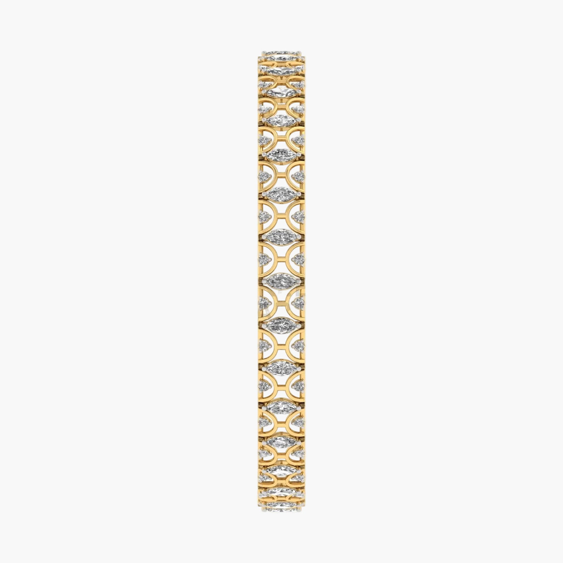 Gold bracelet with diamond accents on a white background