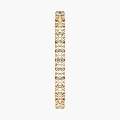 Gold bracelet with diamond accents on a white background