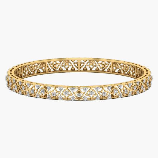 Gold bracelet with diamond accents on a white background