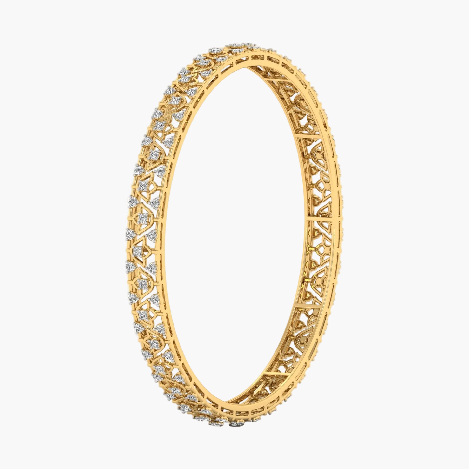 Gold ring with intricate design and diamonds on a white background, branded 'Green Lab'.