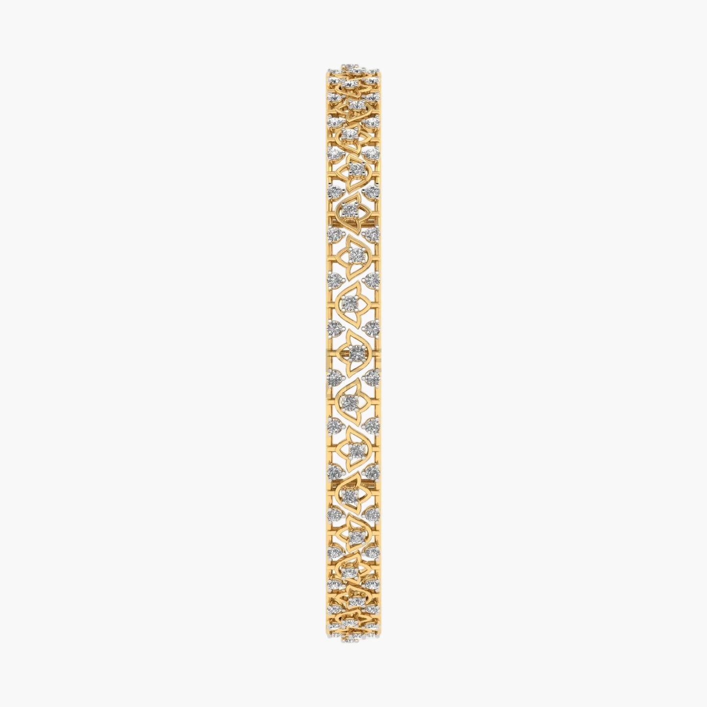 Gold bracelet with diamond accents on a white background