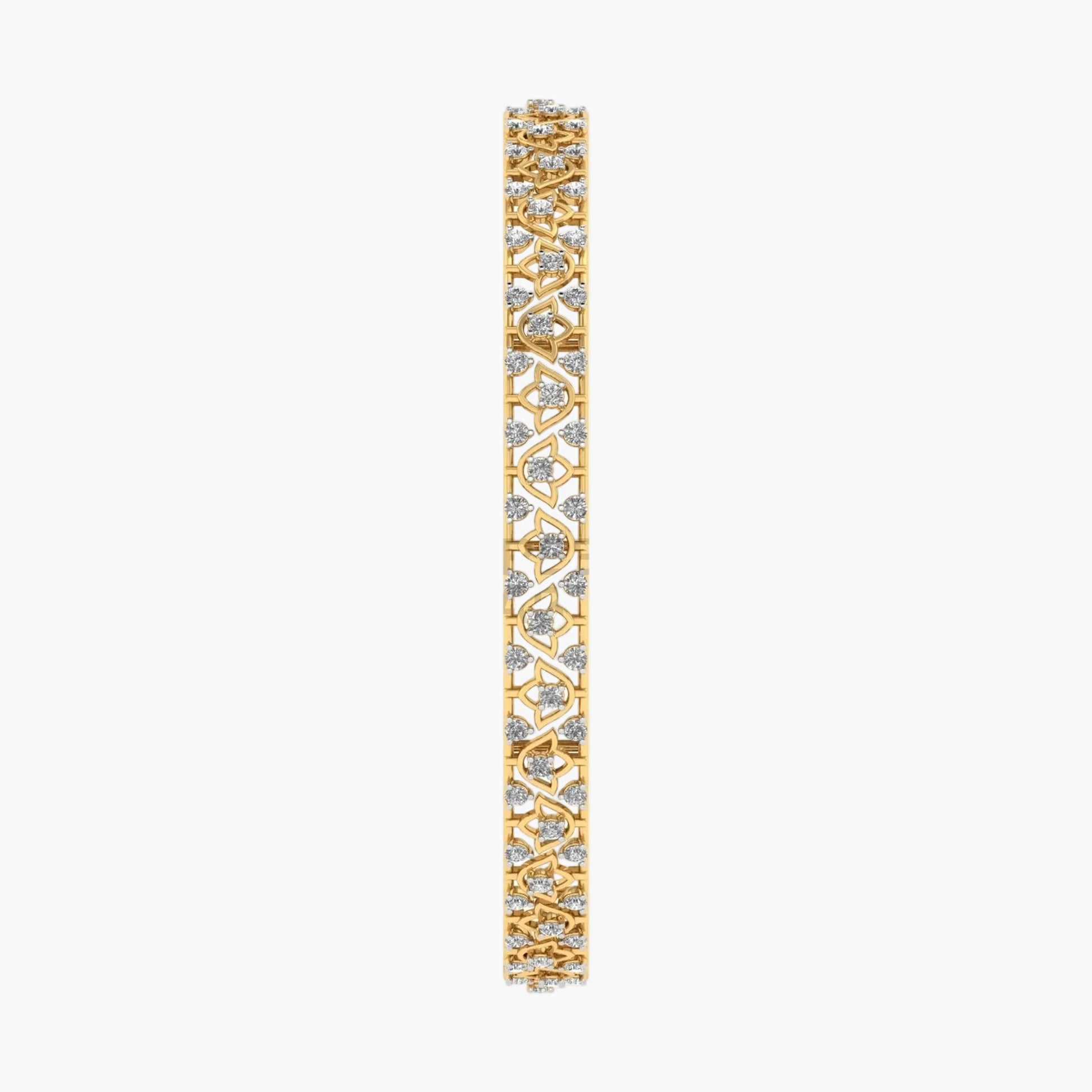 Gold bracelet with diamond accents on a white background