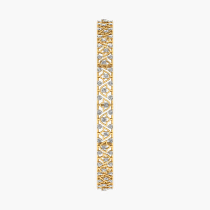 Gold bracelet with diamond accents on a white background