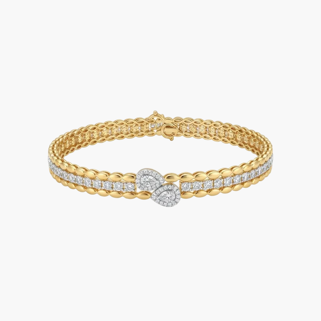 Luxurious Beaded Pave Line Diamond Bracelet