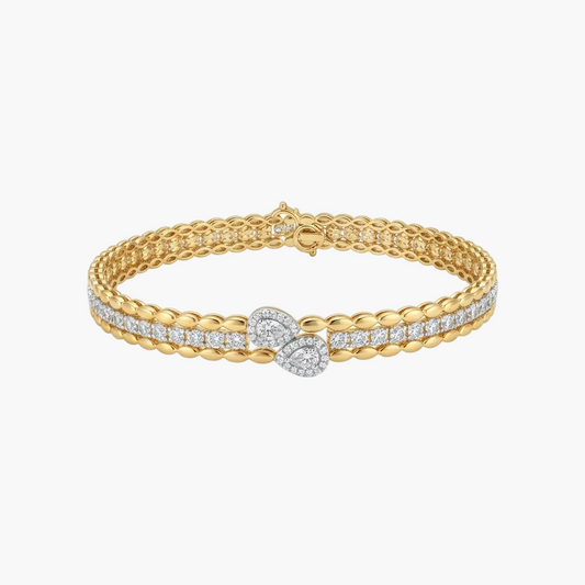 Luxurious Beaded Pave Line Diamond Bracelet