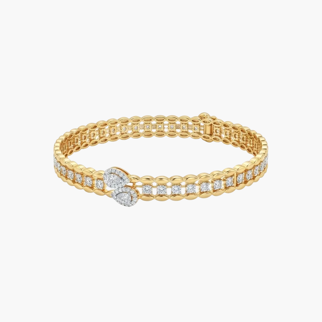 Luxurious Beaded Pave Line Diamond Bracelet