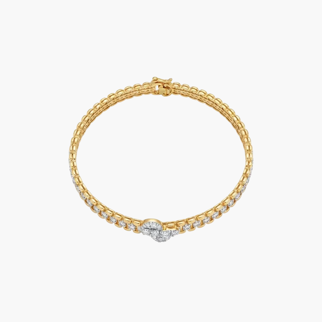 Luxurious Beaded Pave Line Diamond Bracelet