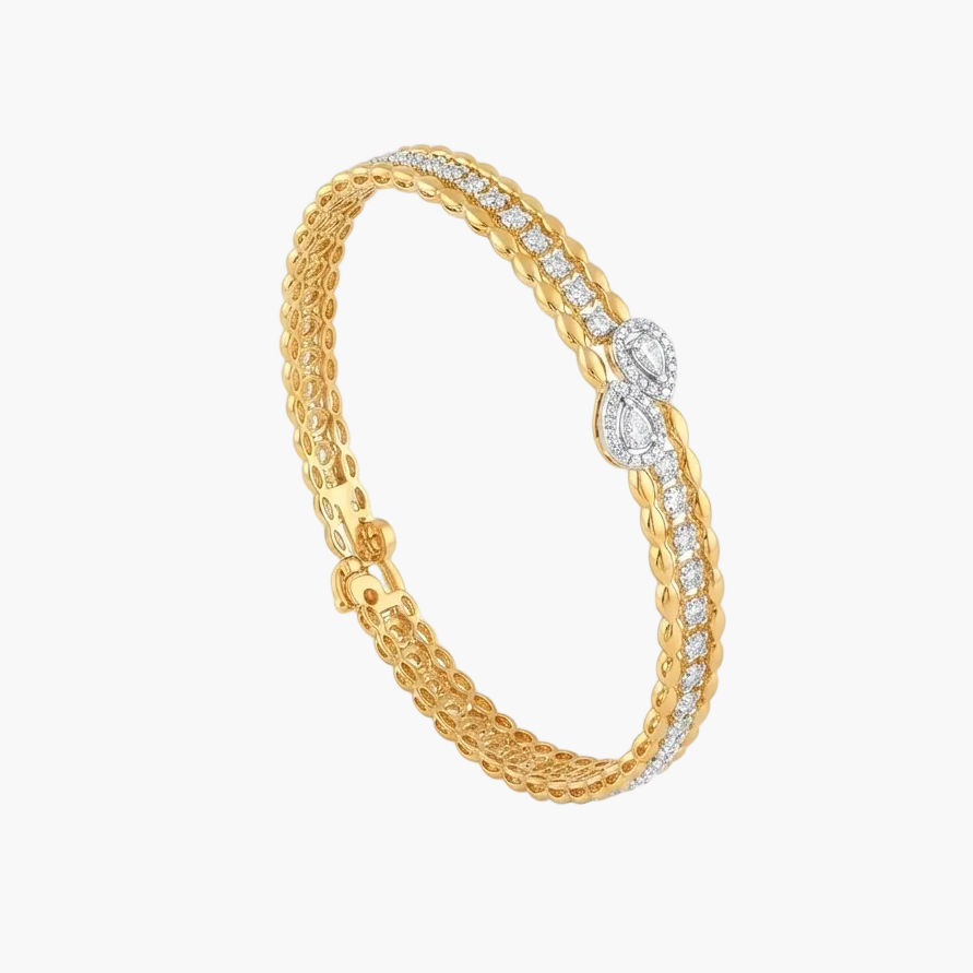Luxurious Beaded Pave Line Diamond Bracelet