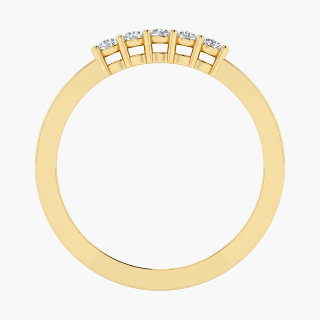 Gold ring with small diamonds on a white background