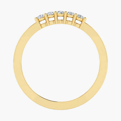Gold ring with small diamonds on a white background