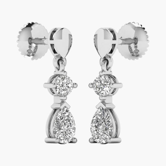 Pair of diamond earrings on a white background
