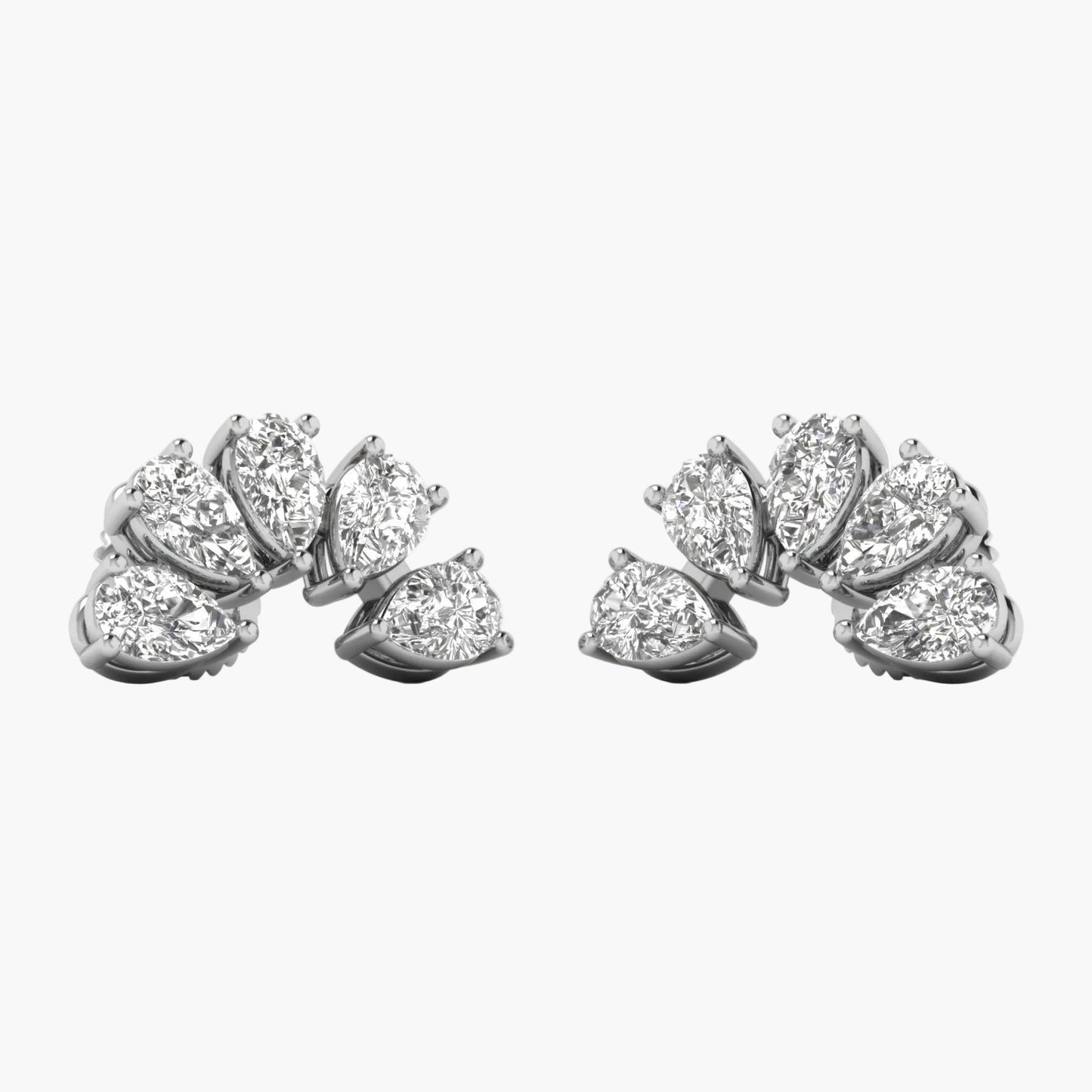 Pair of diamond earrings on a white background