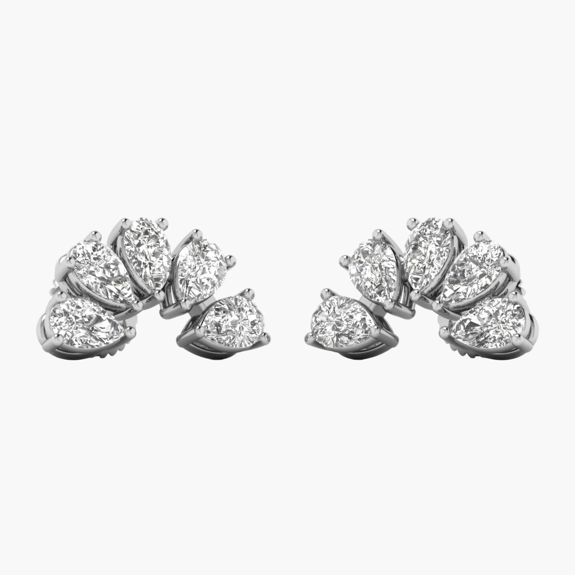 Pair of diamond earrings on a white background