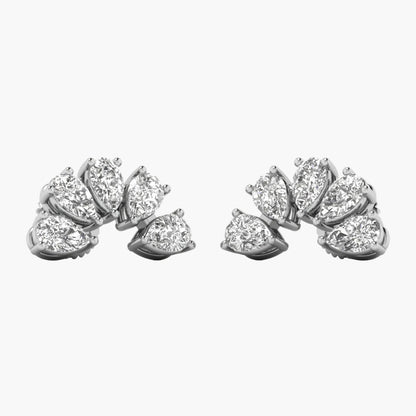 Pair of diamond earrings on a white background