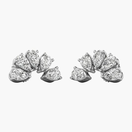 Pair of diamond earrings on a white background