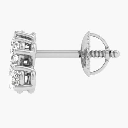 Diamond stud earrings on a white background