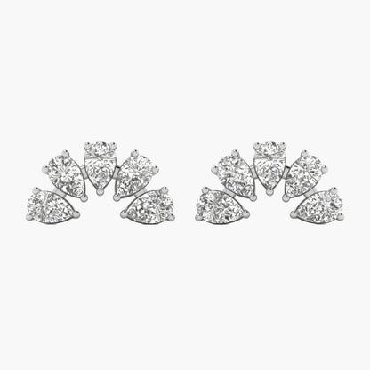 Pair of diamond stud earrings on a white background