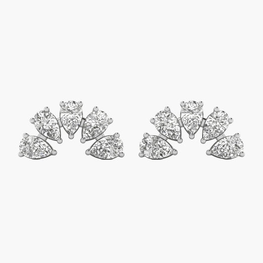 Pair of diamond stud earrings on a white background