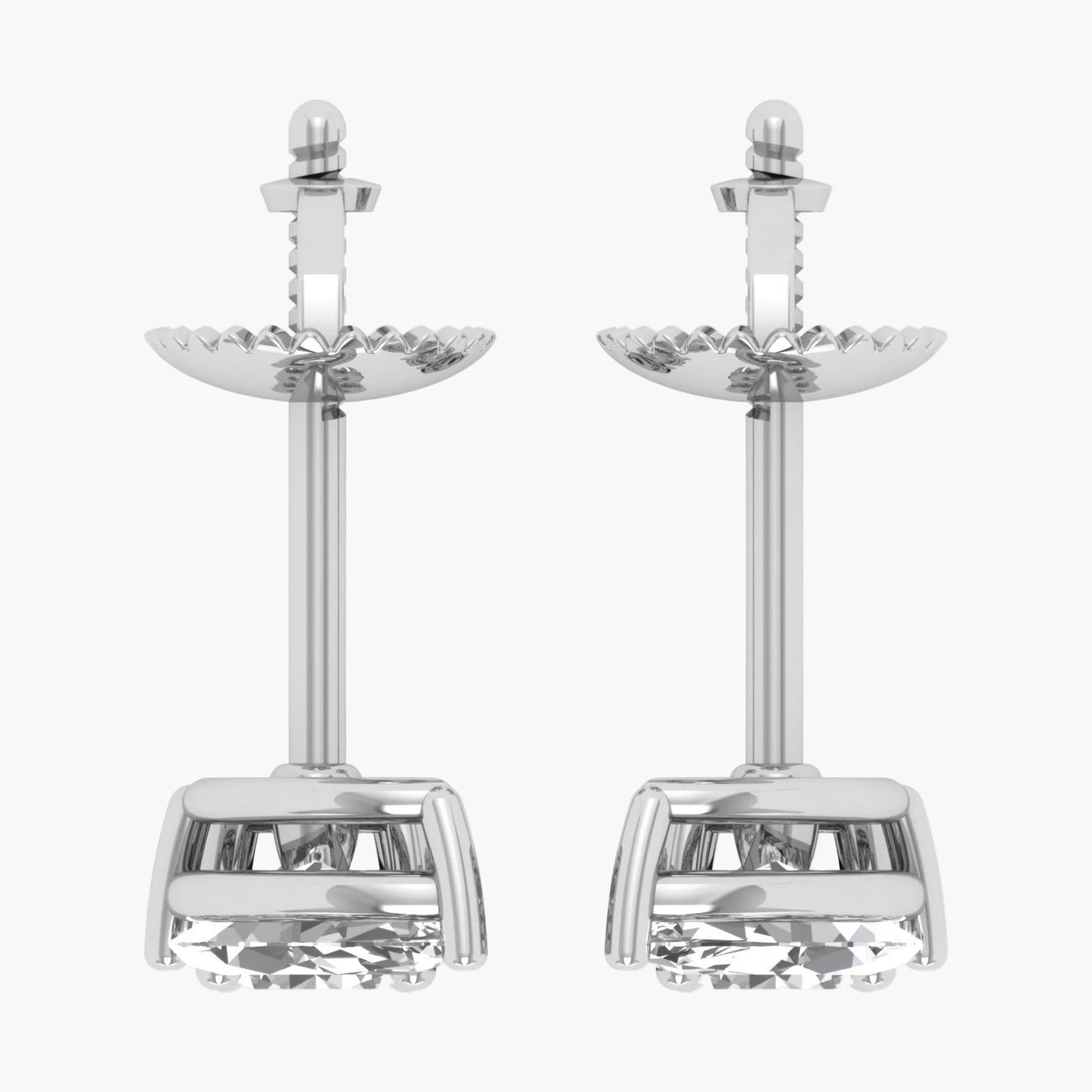 Pair of silver earrings on a white background